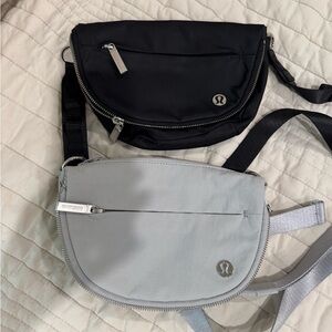 LULULEMON ALL NIGHT MICRO FESTIVAL BAG *zip top* LOT OF 2 Seal grey and black